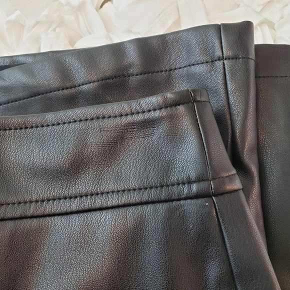 LOFT | FAUX WRAP FAUX LEATHER ASYMMETRICAL BLACK SKIRT WOMEN'S SIZE 8P - Picture 15 of 17